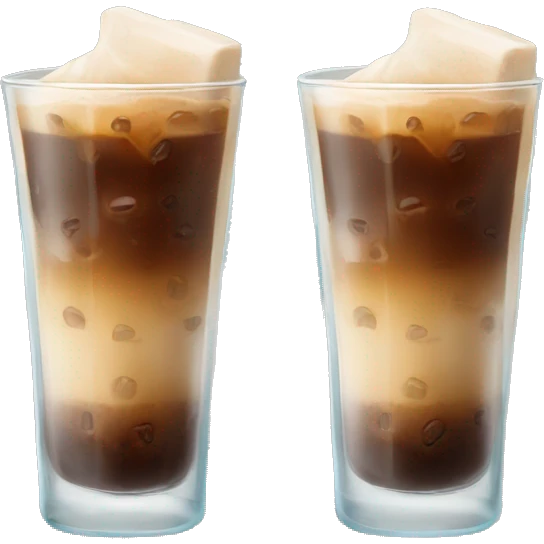 Ice coffee in glass with ice cubes  emoji