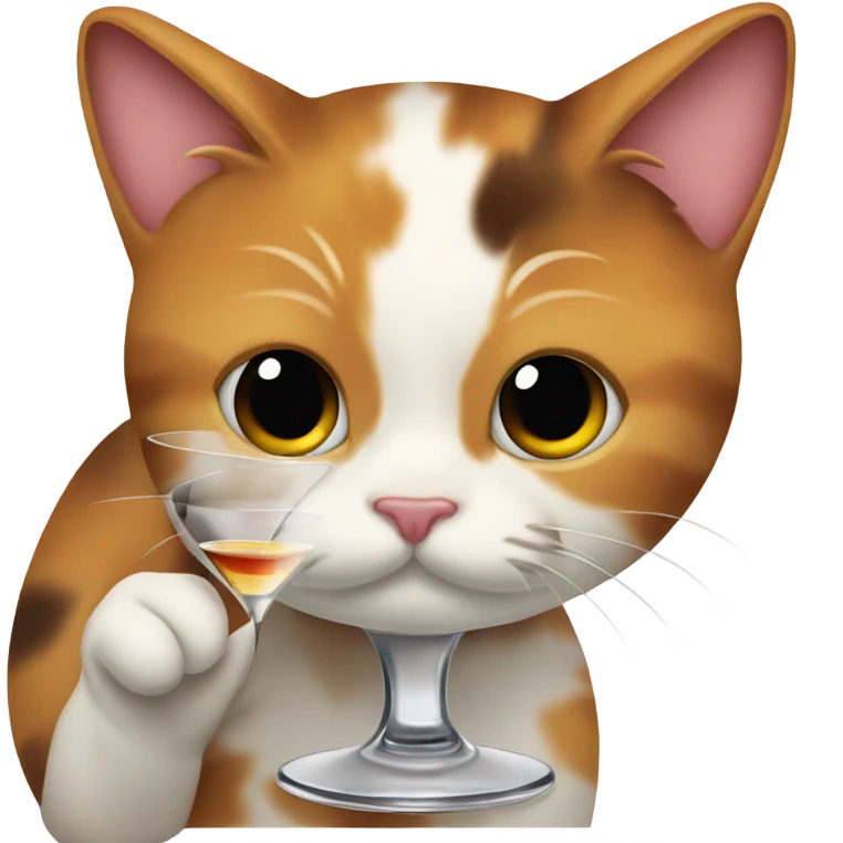 Calico cat with a martini emoji