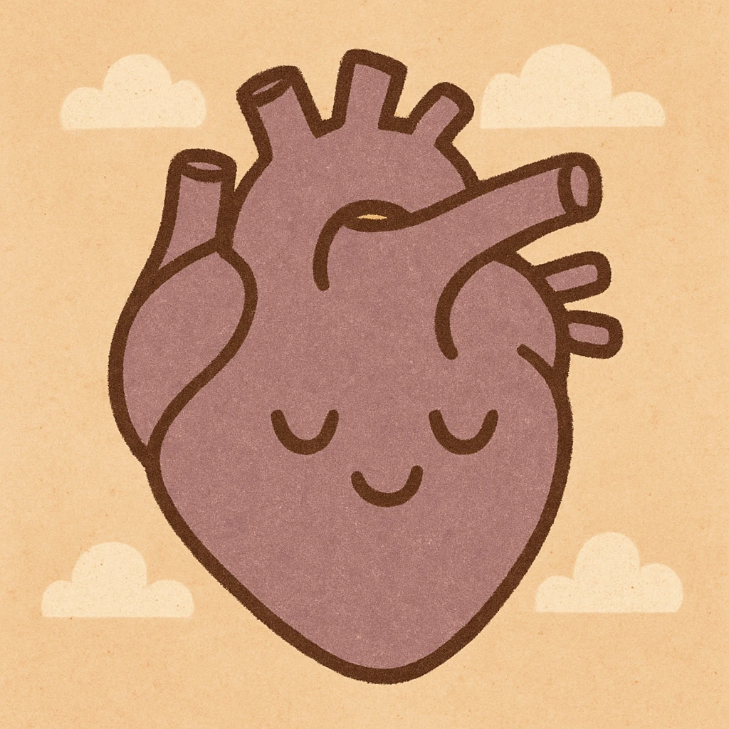 purple heart, minimal flat warm colors style, no text emoji