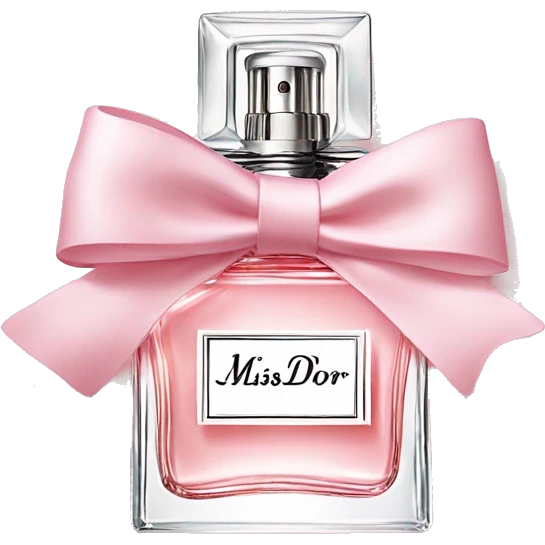 Light pink Miss Dior perfume with bow emoji