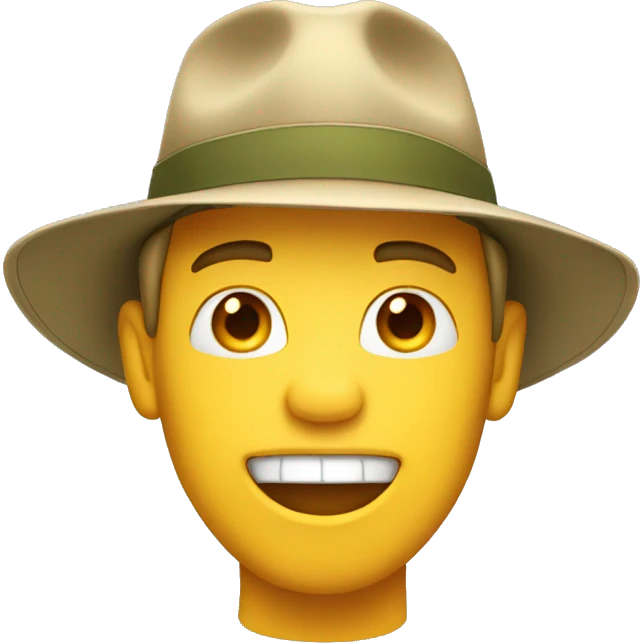 white guy in safari hat singing emoji