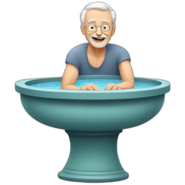 old man breeding mosquitoes in bird bath emoji