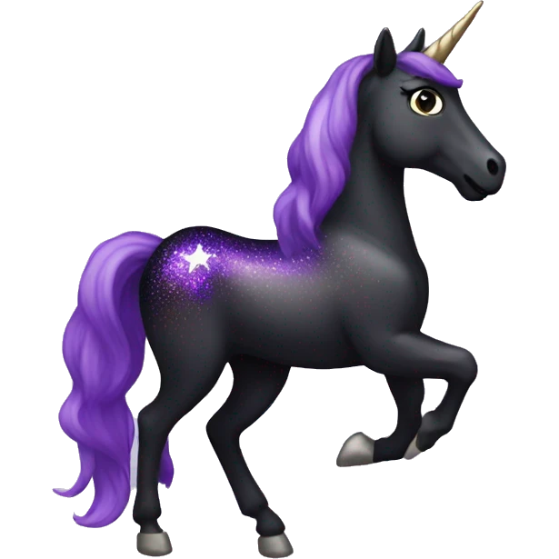 Black and purple sparkle unicorn  emoji