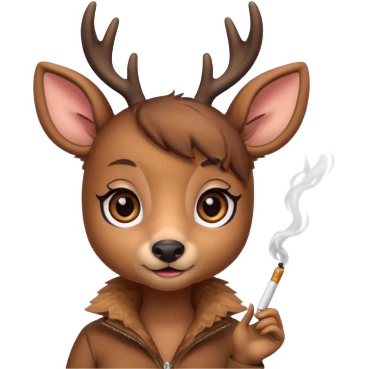 Cute female deer with cigarette with a bow bigger eyes bigger eyeliner and eyelash emoji