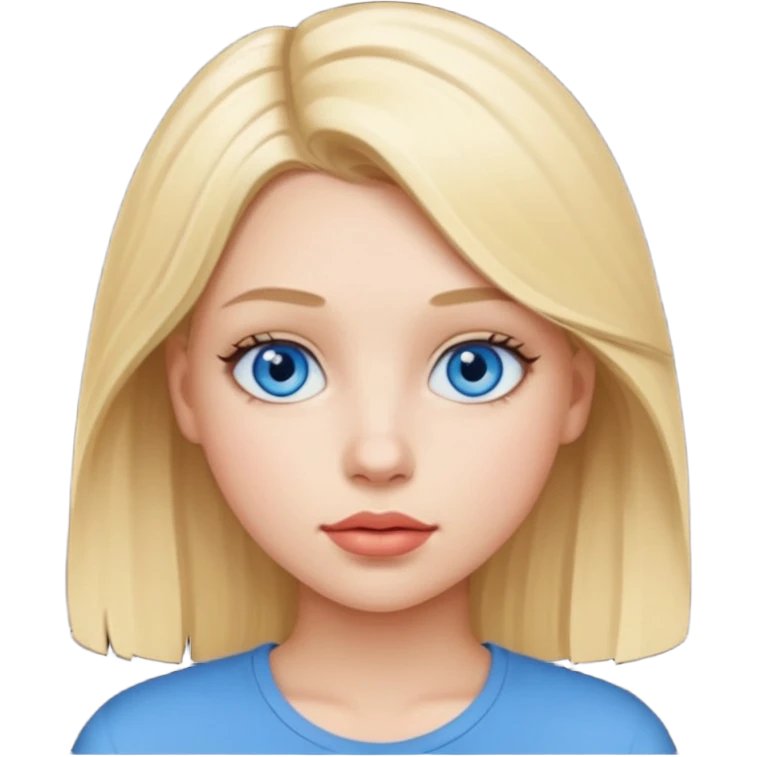 Teenage with blue eyes, blonde hair and thick lips emoji