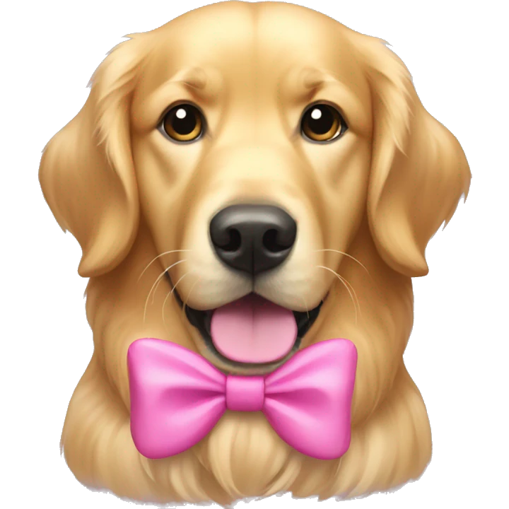 golden retriever with a pink bow  emoji