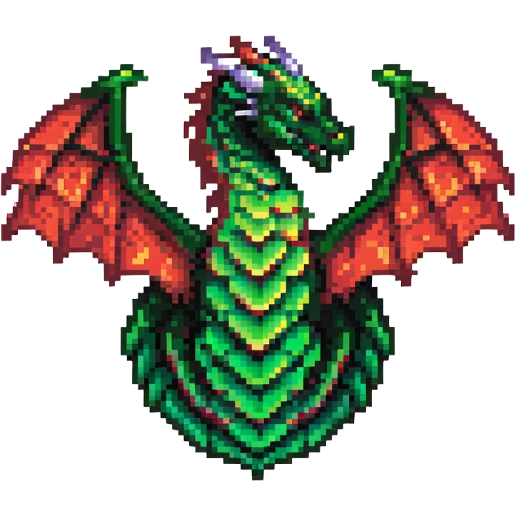 Dragon-shaped member emblem with scales transitioning from green to red gradient emoji