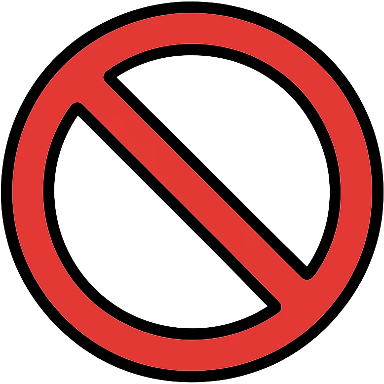 Red prohibition symbol, forbidden sign with diagonal line emoji