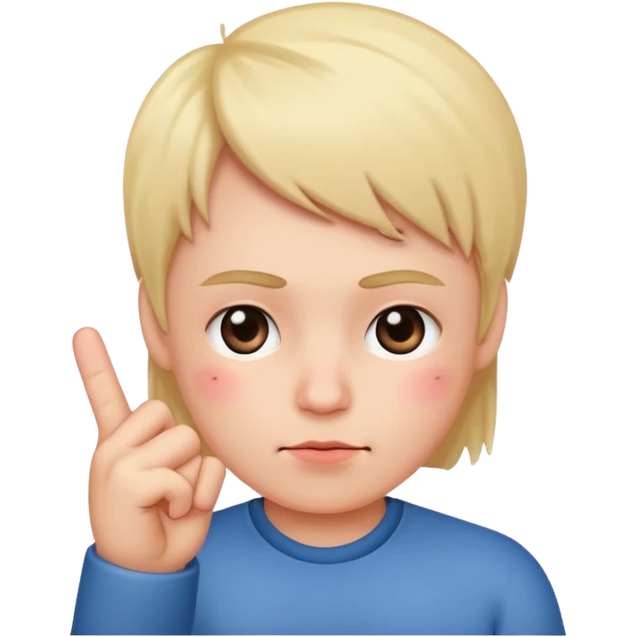 Blushing face with moddle finger emoji