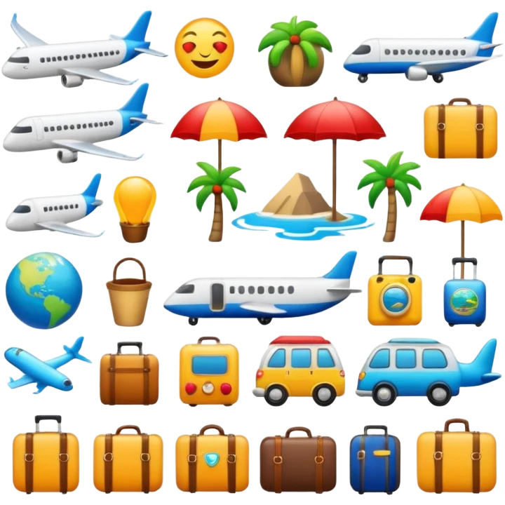набор эмодзи на тему путешествия emoji