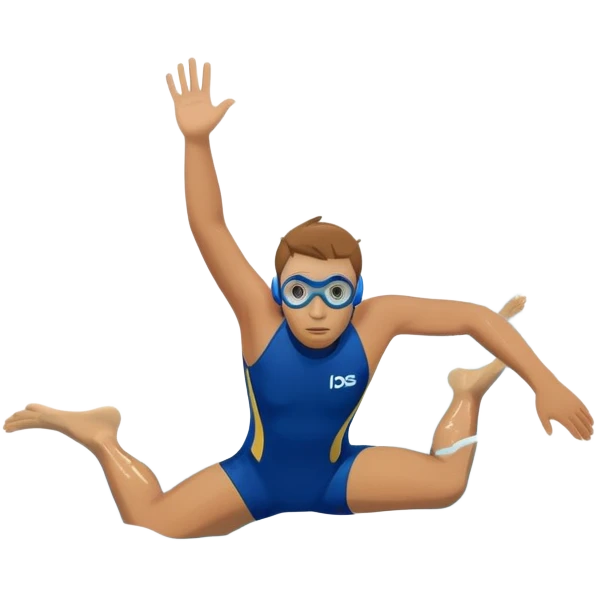 determined pool diver dives into a pool of confidence blue water underneath water  emoji