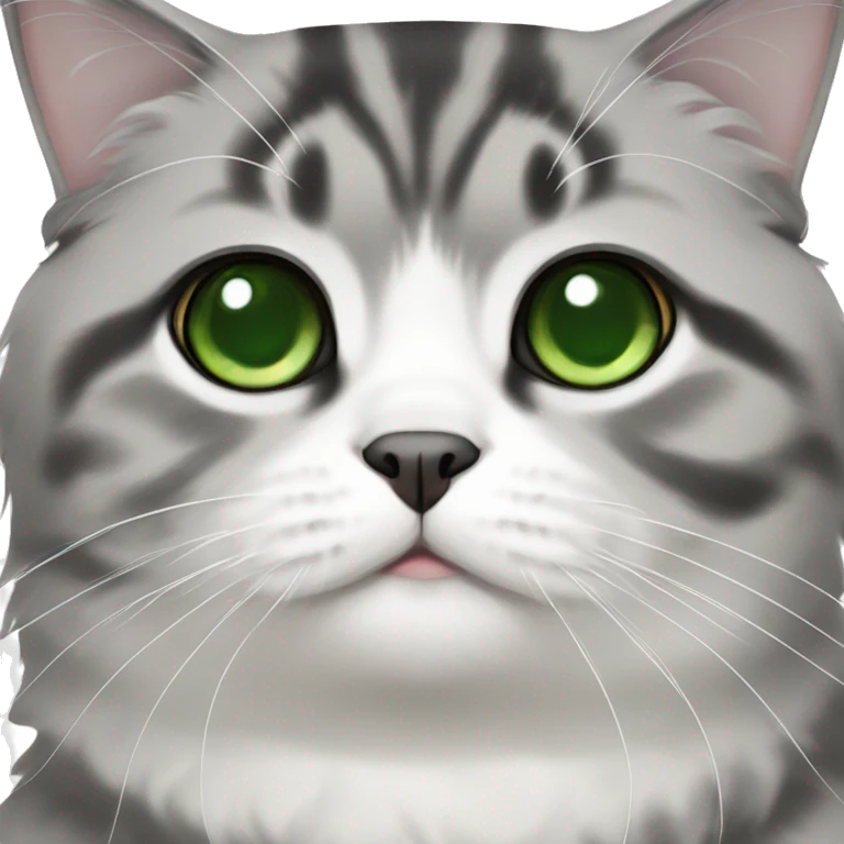 black and white scottish fold cat with green eyes  emoji