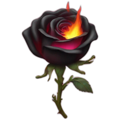 black burning rose with pink fire emoji