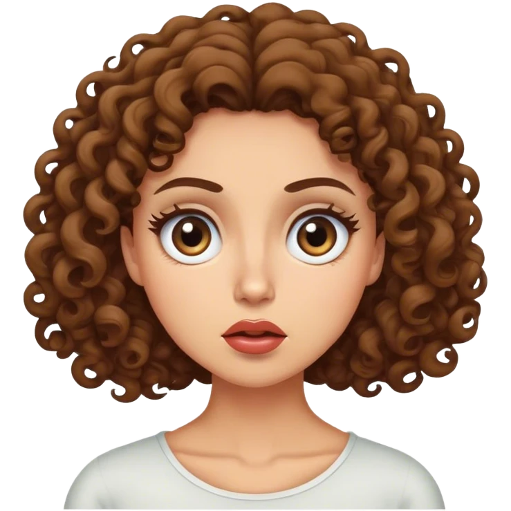 A curly brunette lady is rolling her eyes up emoji