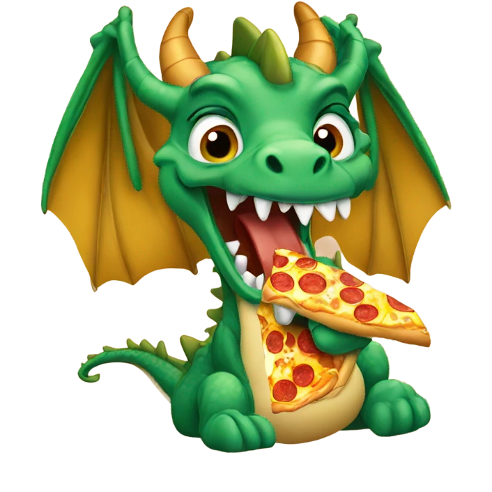 Dragon eating pizza emoji