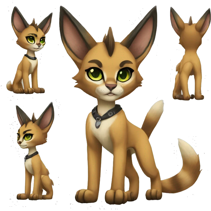 Anthro Punk Caracal Full body emoji