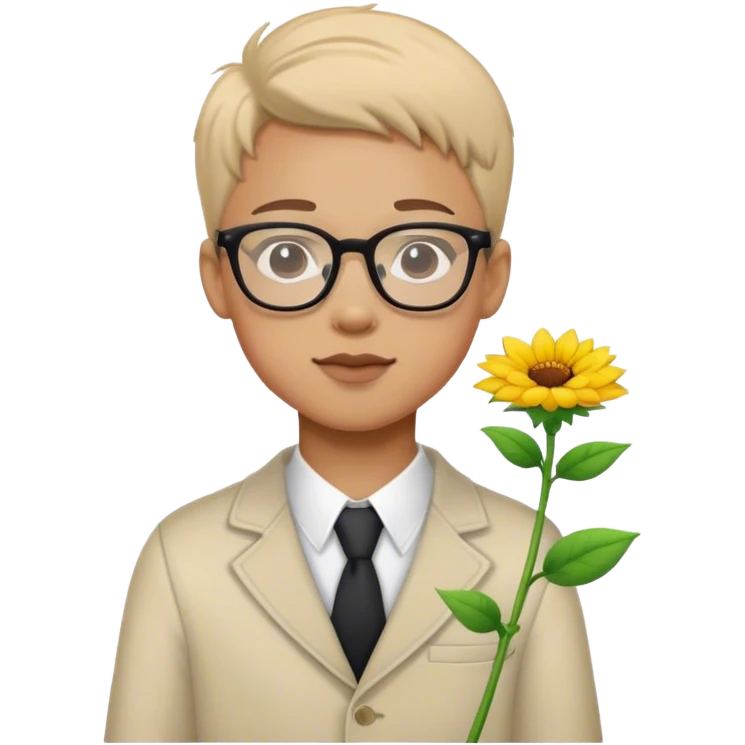 glasses boy with flower emoji