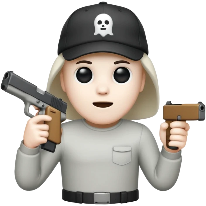 Emoji de Fantasma con glock 19 en la mano izquierda y con gorra emoji