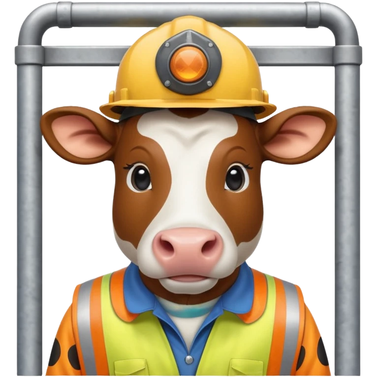 cow with a hard hat inside a toll booth emoji