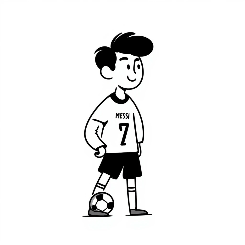 Lionel Messi, football legend, hand drawn doodle style emoji