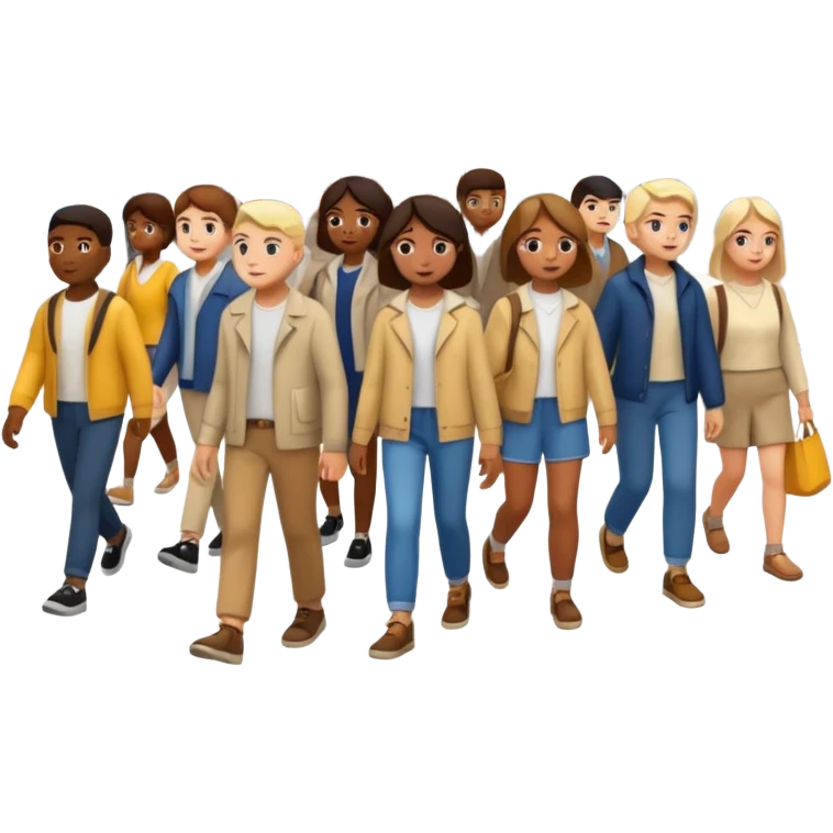 street with many people random walking emoji