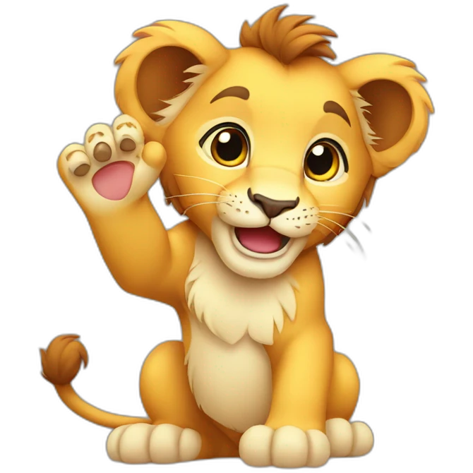 cute lion cub waving emoji
