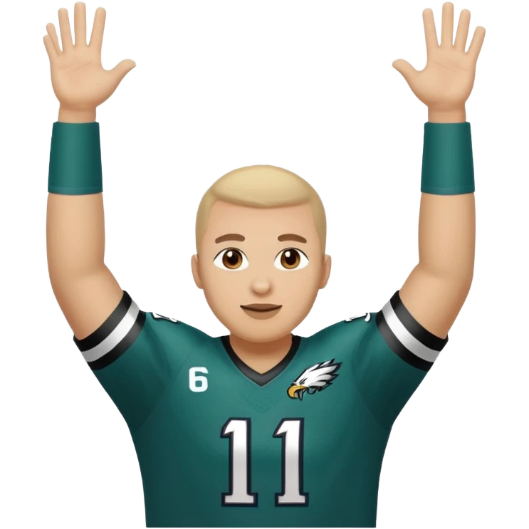 Eagles fan celebrating hard has number 1 on jersey  emoji