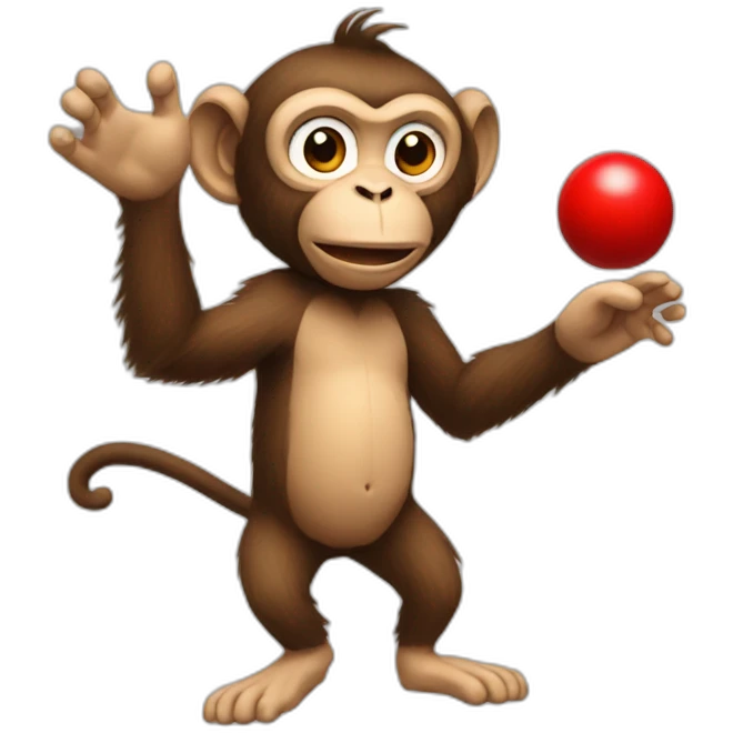 A monkey throws darts at a red ball emoji