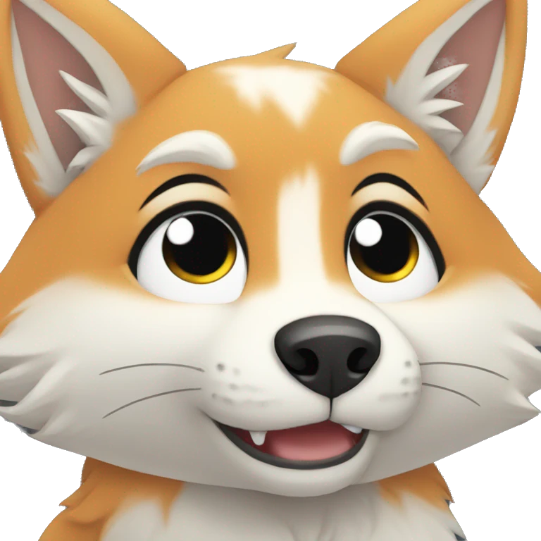 White Chibi Fox Furry Cry emoji
