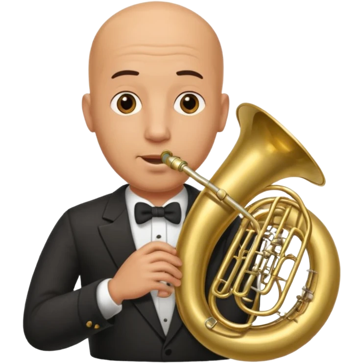 große Tuba, von gltzköpfigen Mann gespielt emoji