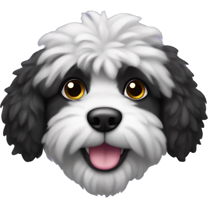 solid black fluffy puppy wearing a purple vest emoji