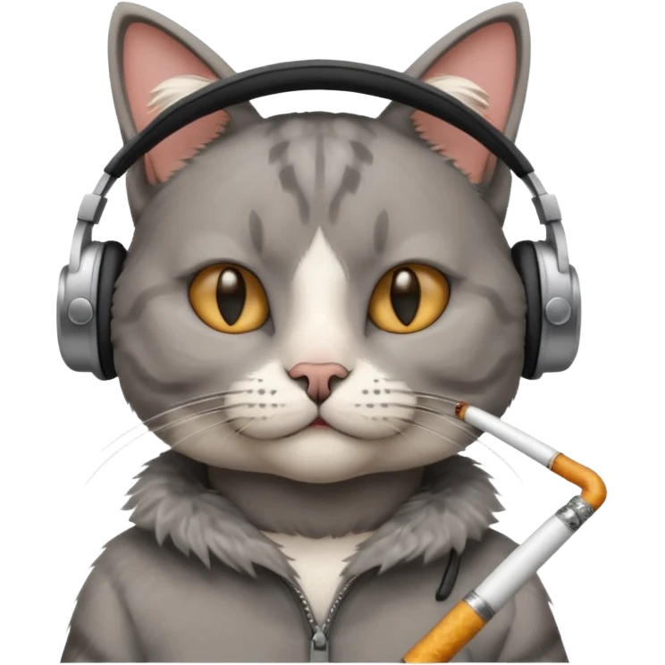cat in headphones with a cigarette in his hand  emoji