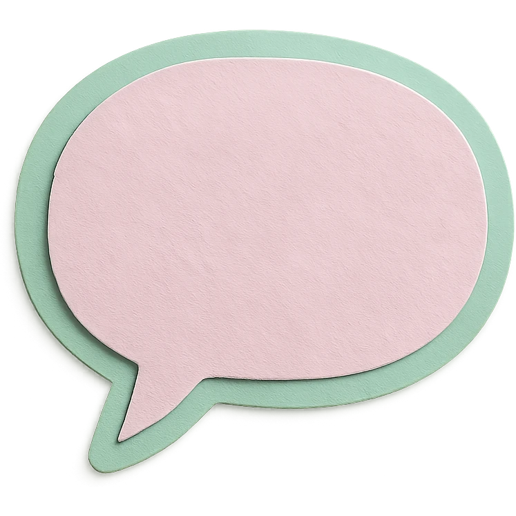 soft pastel cute speech bubble for journal annotations, paper craft style, with a mint green border emoji