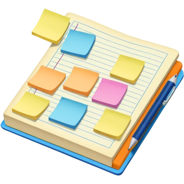 textbook with sticky notes emoji