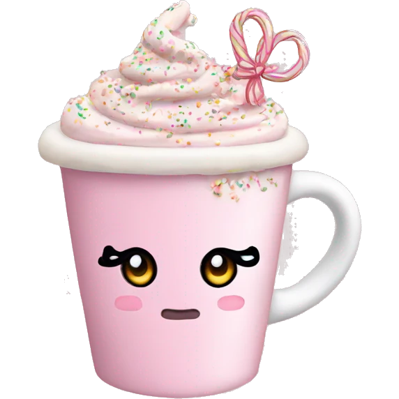 Light pink latte with sprinkles tied with a bow emoji