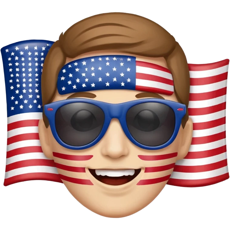 happy courtyhuman with flag of USA on face as skin and sunglasses emoji