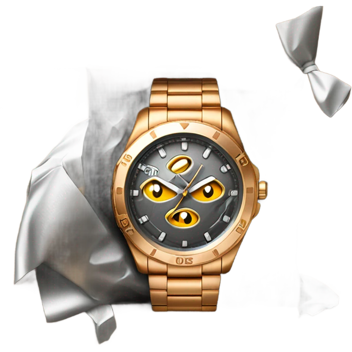 A hand watch in a delivery package emoji