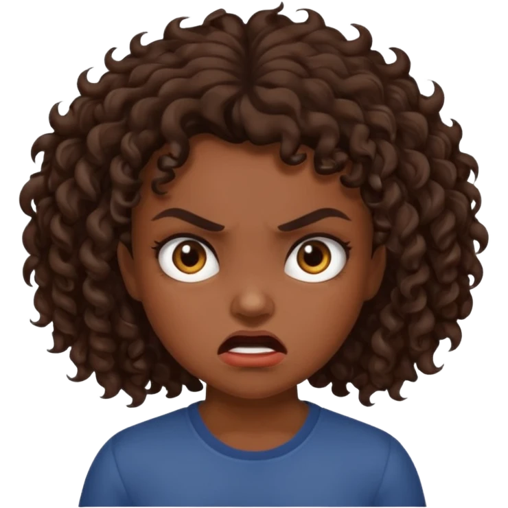angry girl with dark skin and brown curly hair  emoji