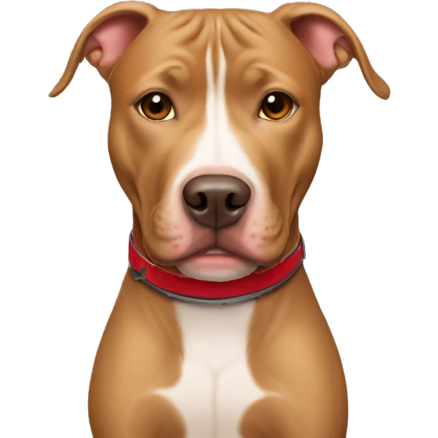 light brown pitbull with red collar  emoji