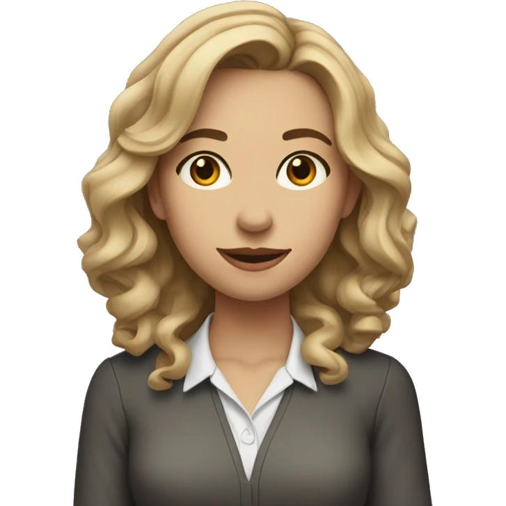 A young women with shoulder length wavy dark blonde hair in a blouse  emoji