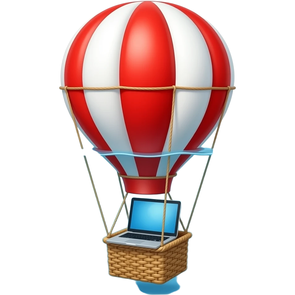 a laptop in the hot air balloon a small one in the bassket  under the sea emoji