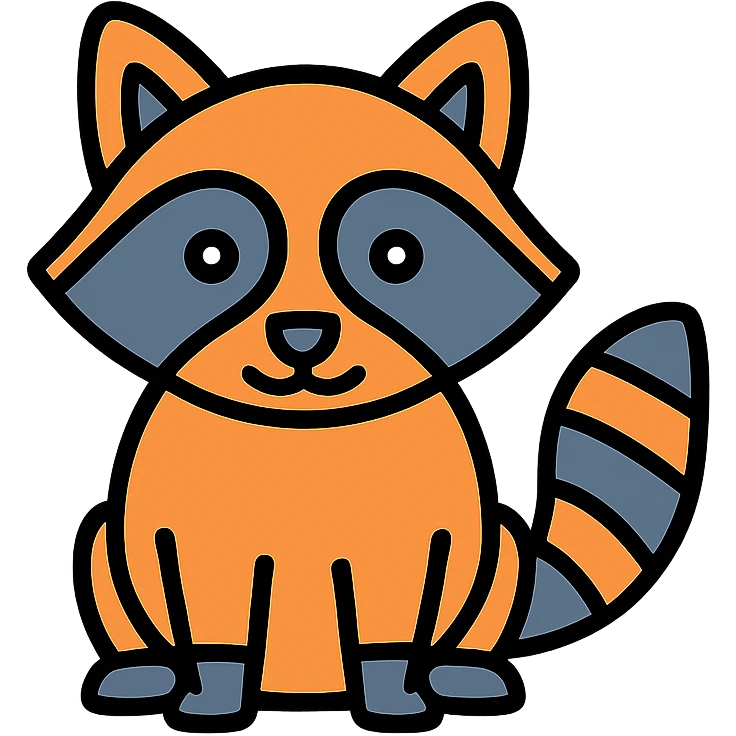 raccoon color outline icon style emoji