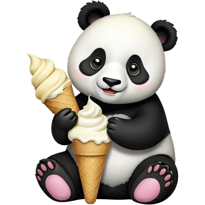 Panda eating ice cream emoji