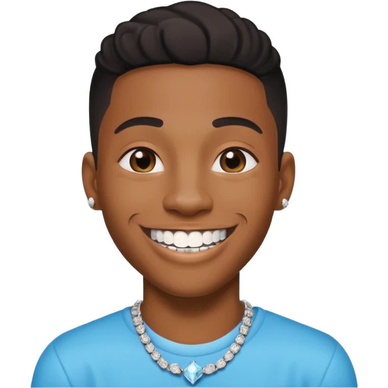 Black young guy with a diamond grillz in her tooth emoji