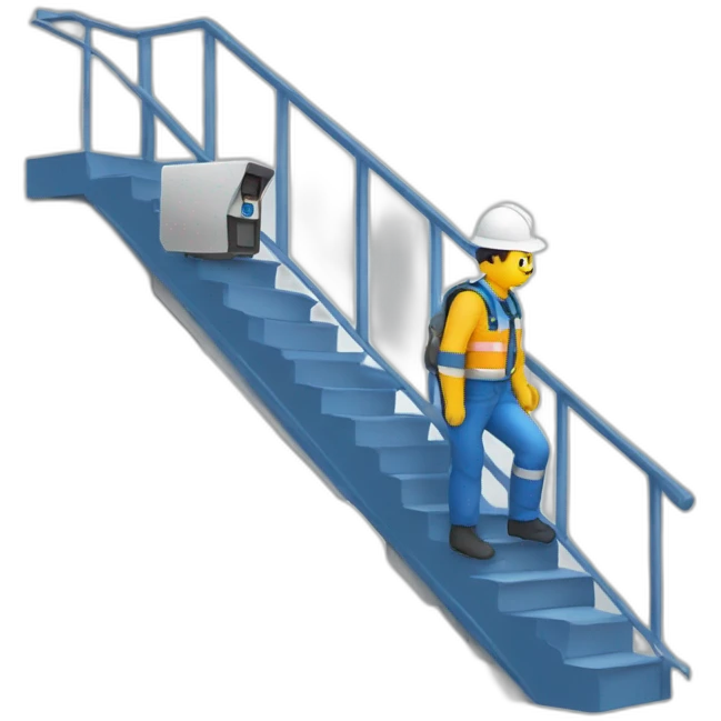 bluewroker-working-in-a-stair-with-a-monitoring-camera emoji