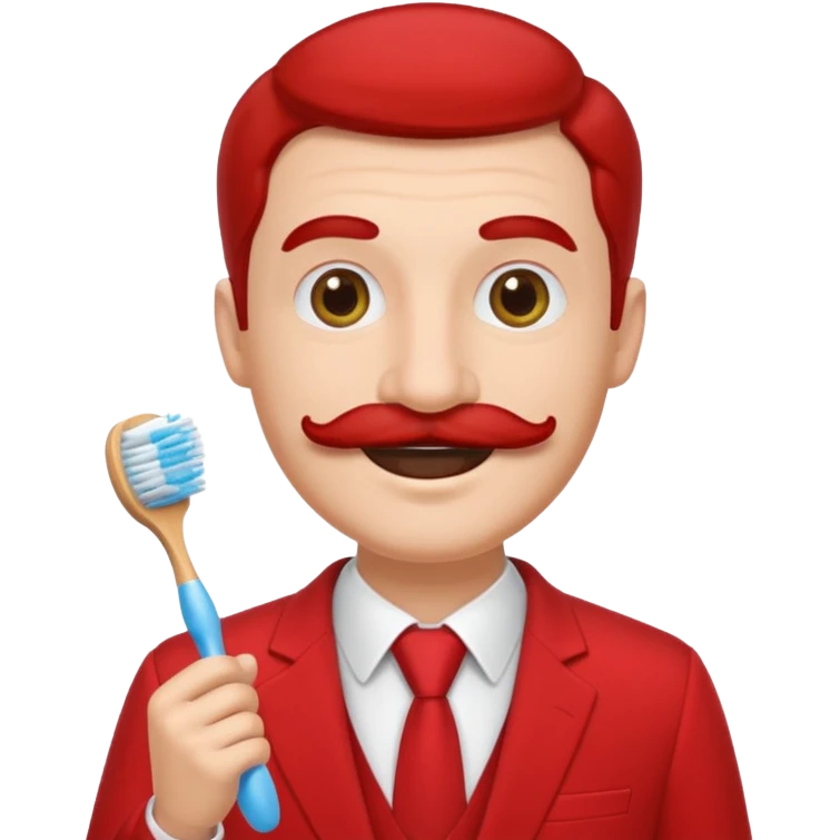 hitler with toothbrush mustache and red suit emoji