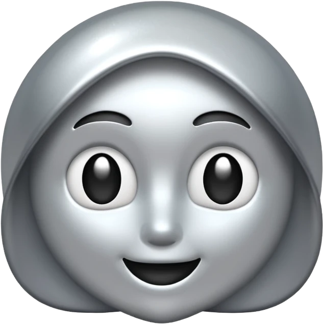 Silver chrome sparkle emoji, iOS emoji style, minimal shape, glossy metallic shine, clean background, smooth lighting emoji