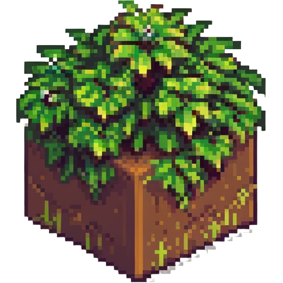 Minecraft grass block, square shape, brown and green, smooth, isometric emoji