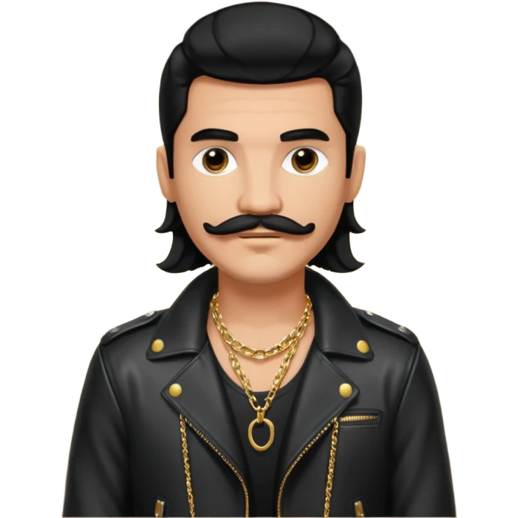 long black haired man with mustache with night club outfits emoji