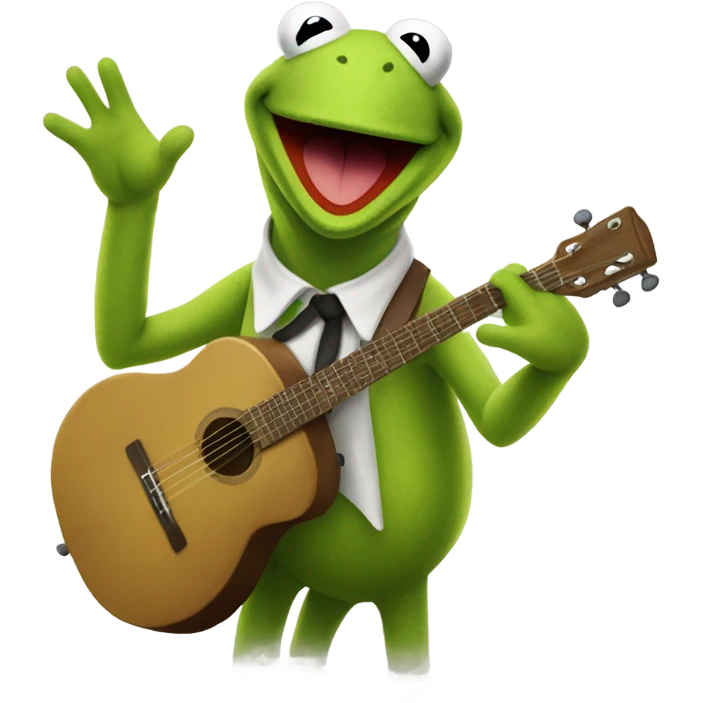Kermit the frog singing passionately  emoji